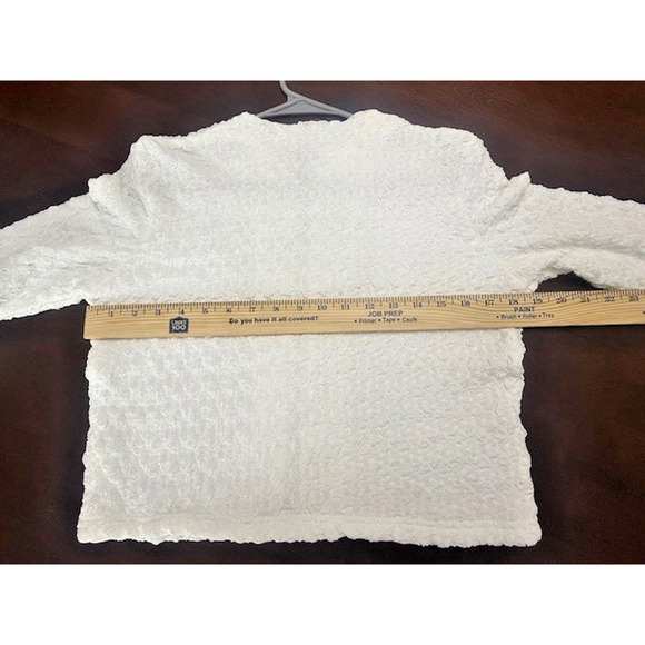 JIFFY POP ZIPPER CARDIGAN Aleeza Paris White Silver Zip Crinkle Top Sz Large NEW - Picture 9 of 10